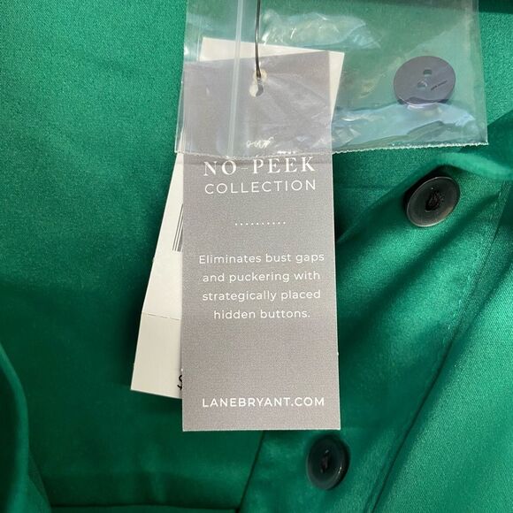 Lane Bryant Hi Low Emerald Green Satin Blouse Size 16 NWT - Picture 10 of 11